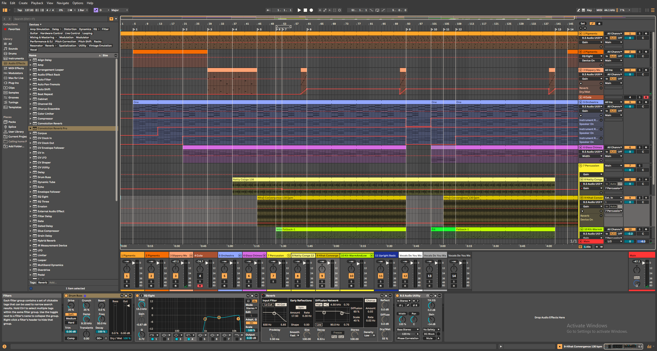 Ableton Live 12 — the session where tracks are arranged